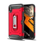 Wholesale iPhone X (Ten) Rugged Kickstand Armor Case with Card Slot (Red)